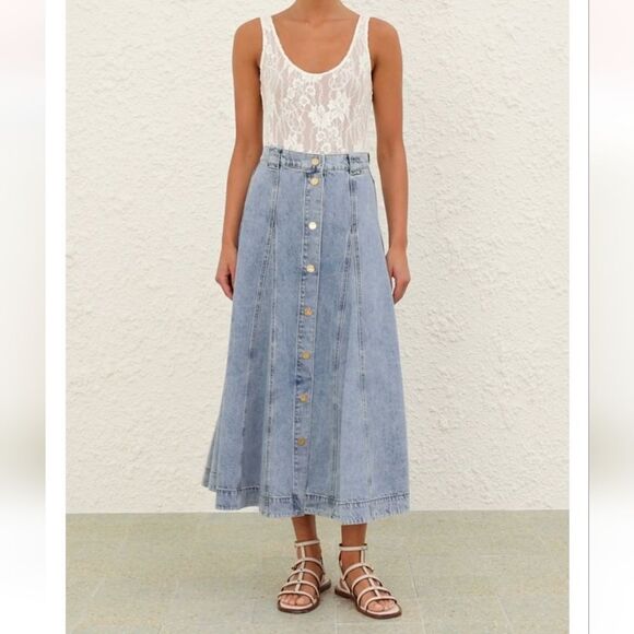 Set of two High waisted midi jean skirts size 2 Nwot - Picture 1 of 14